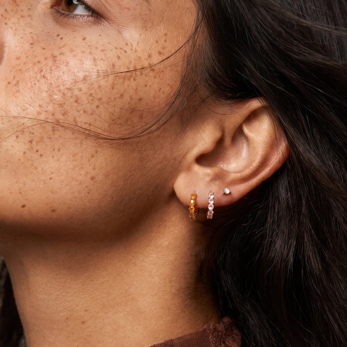 Carnelian Earrings - Bonny Hoops - July Birthstone