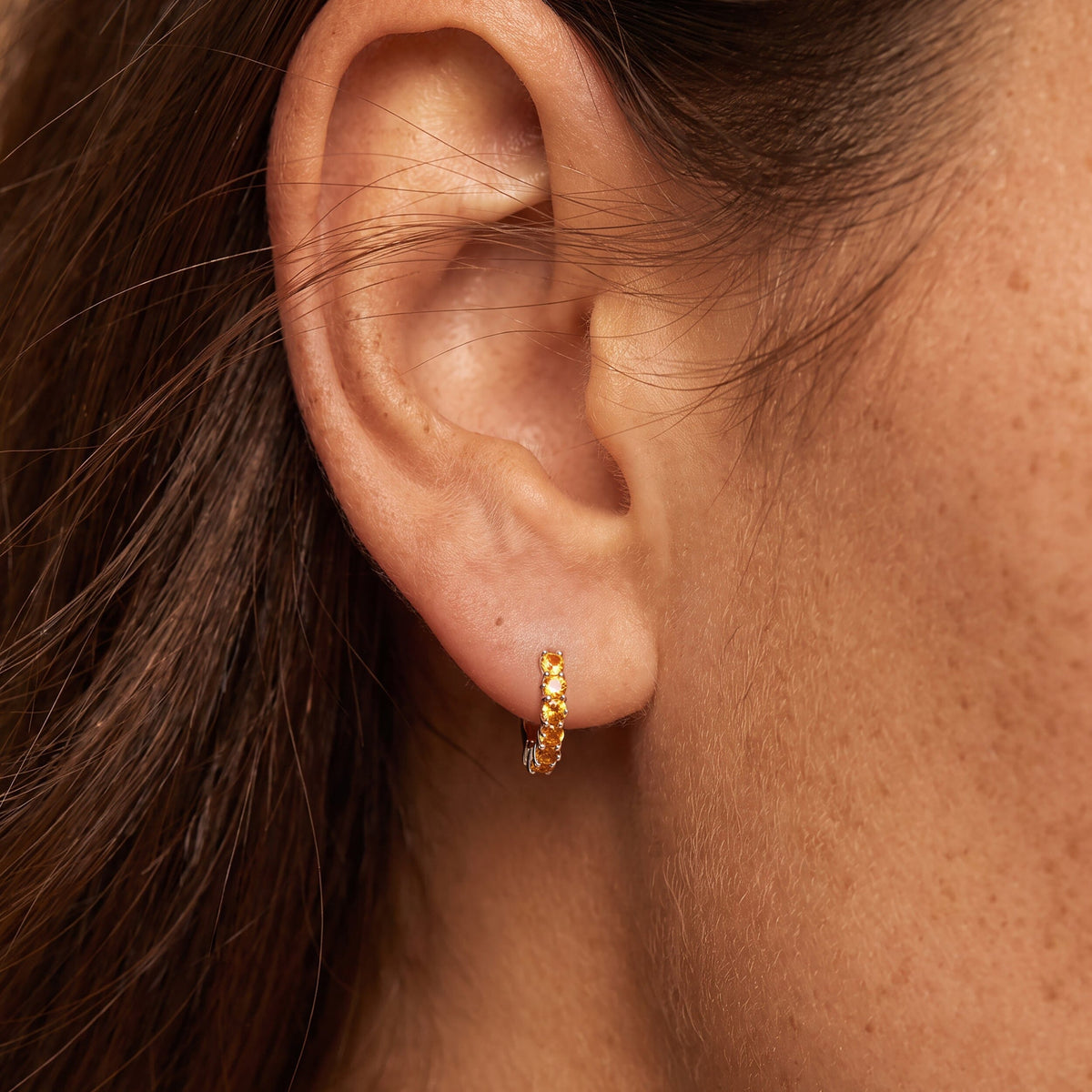Citrine Earrings - Bonny Hoops - November Birthstone