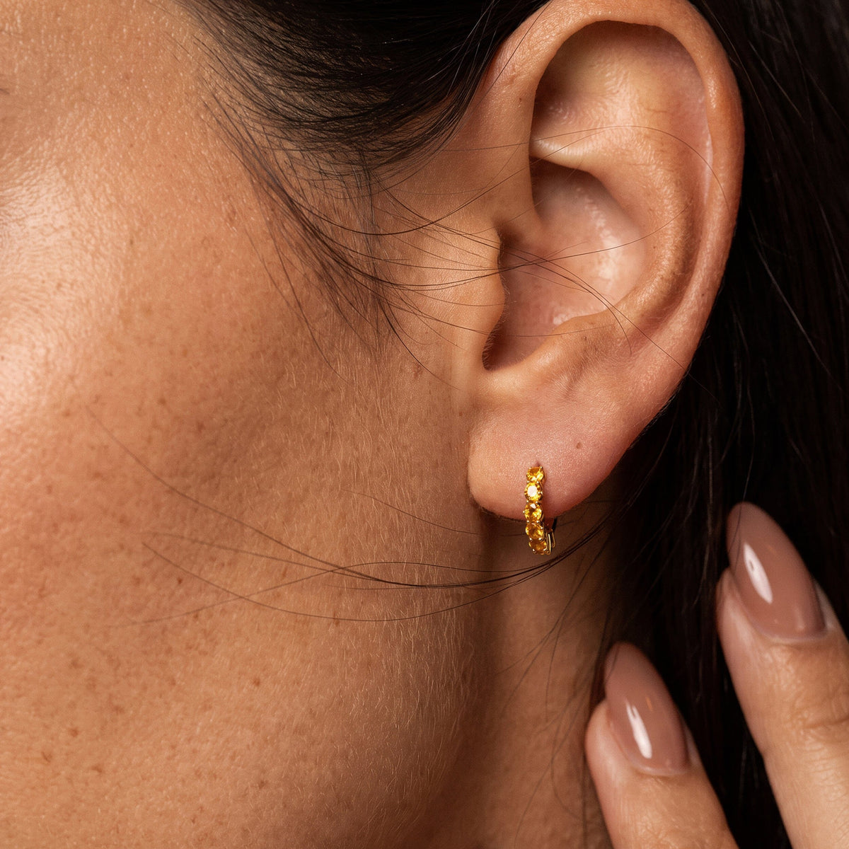 Citrine Earrings - Bonny Hoops - November Birthstone