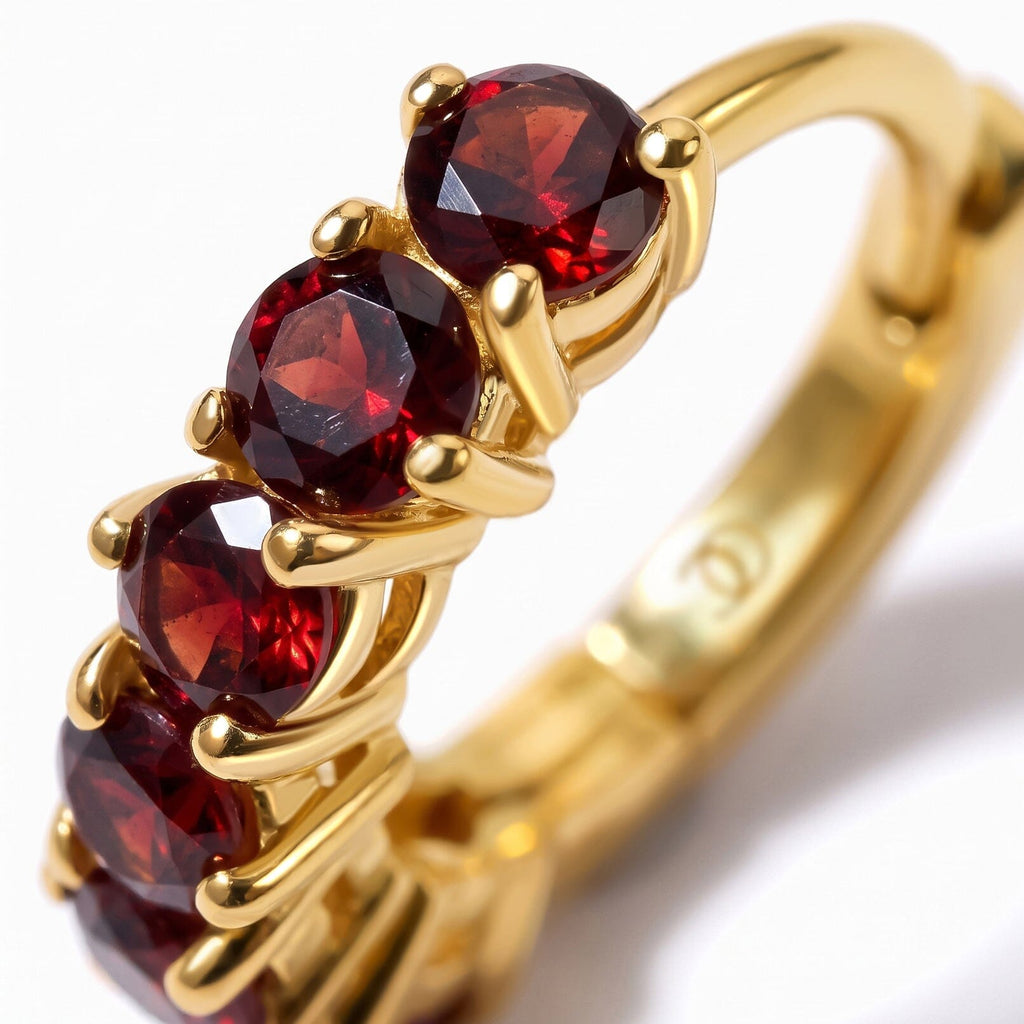 Garnet Earrings - Bonny Hoops - January Birthstone