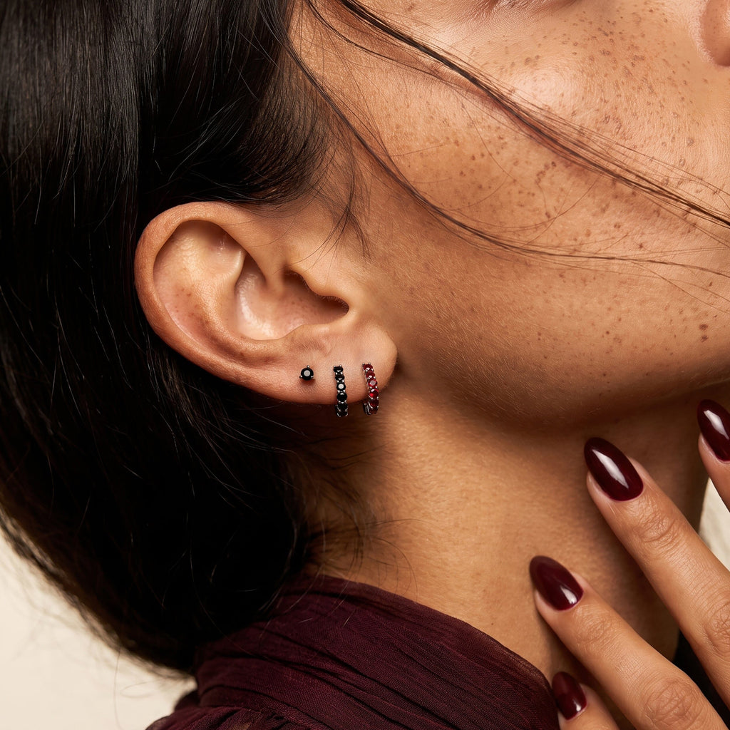 Garnet Earrings - Bonny Hoops - January Birthstone