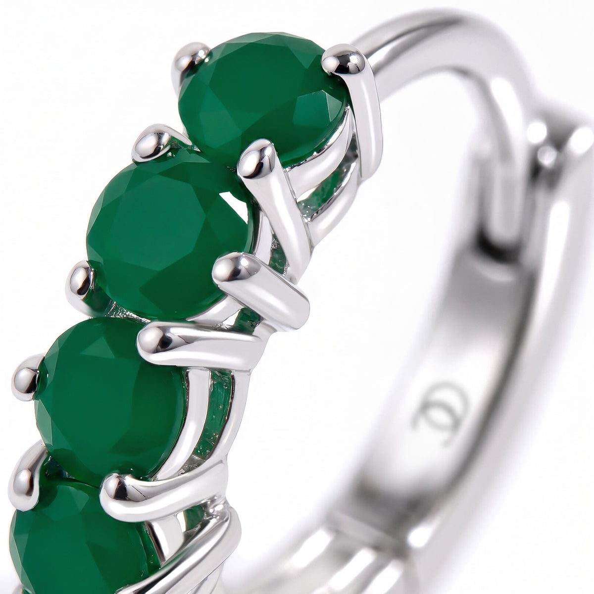 Green Onyx Earrings - Bonny Hoops - May Birthstone