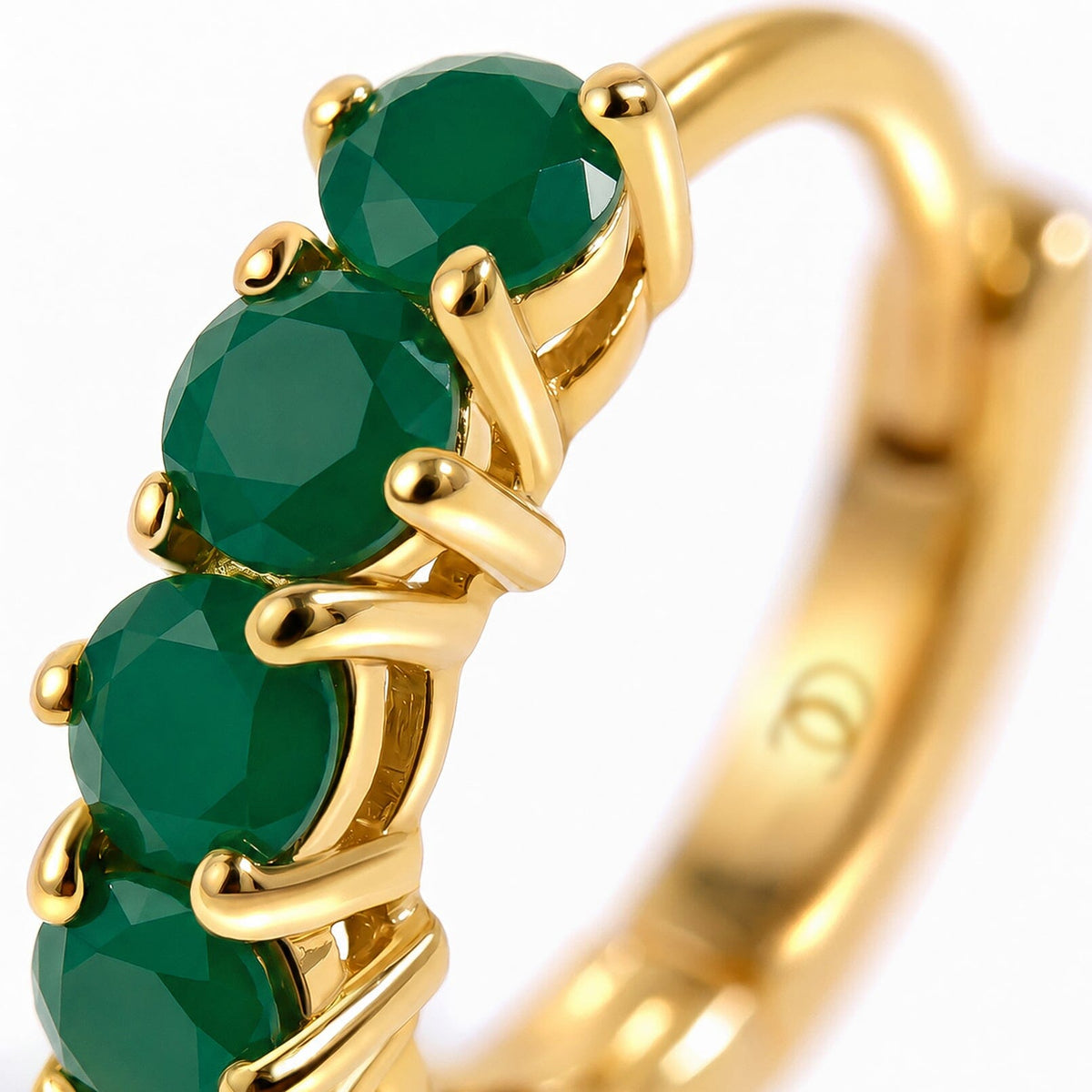 Green Onyx Earrings - Bonny Hoops - May Birthstone