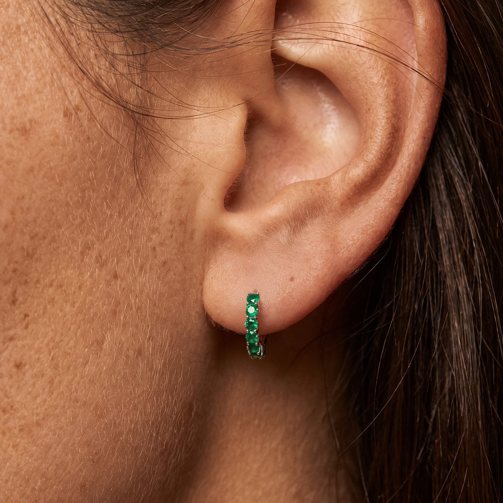 Green Onyx Earrings - Bonny Hoops - May Birthstone
