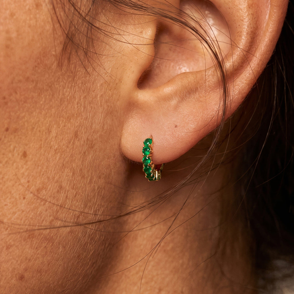 Green Onyx Earrings - Bonny Hoops - May Birthstone
