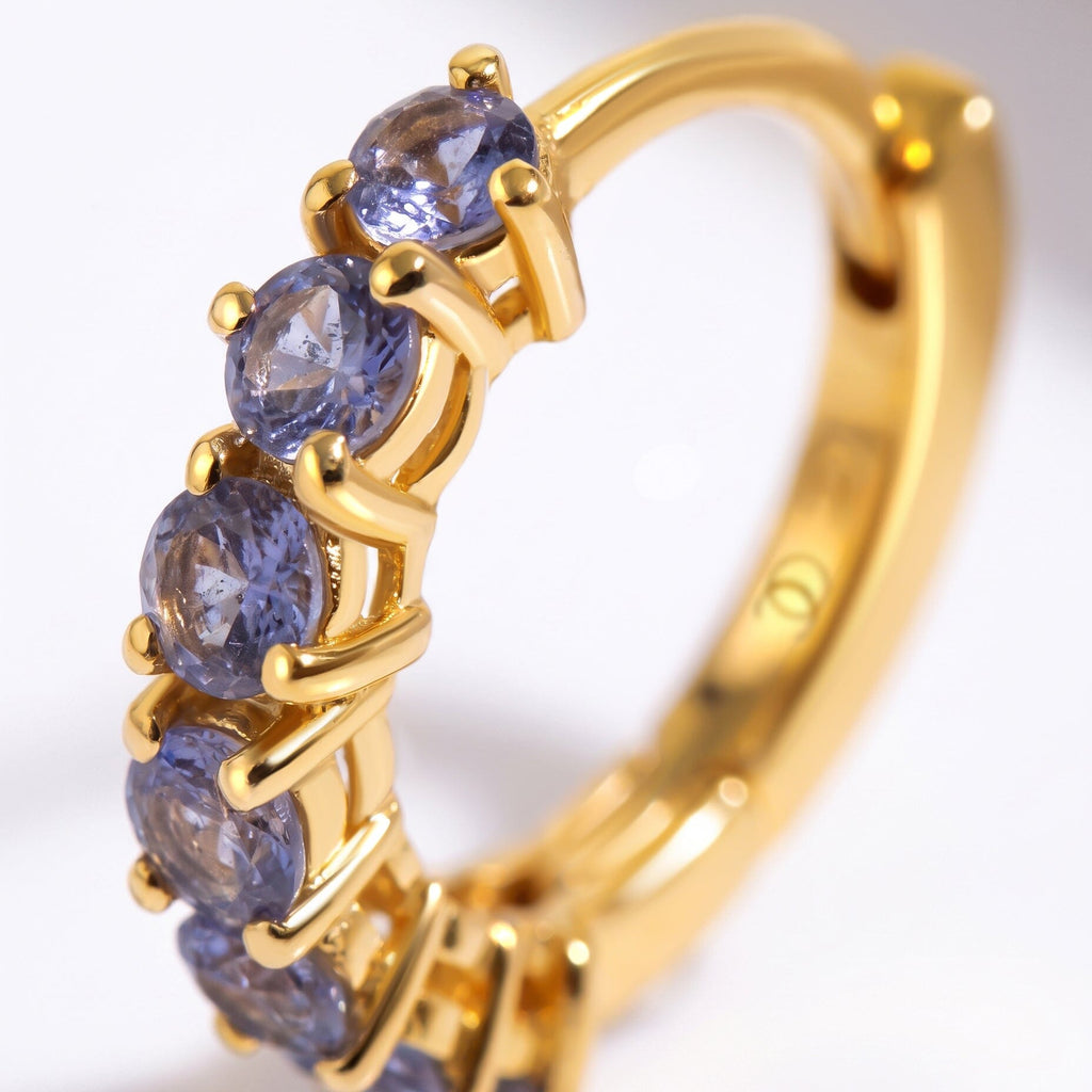 Iolite Earrings - Bonny Hoops - September Birthstone