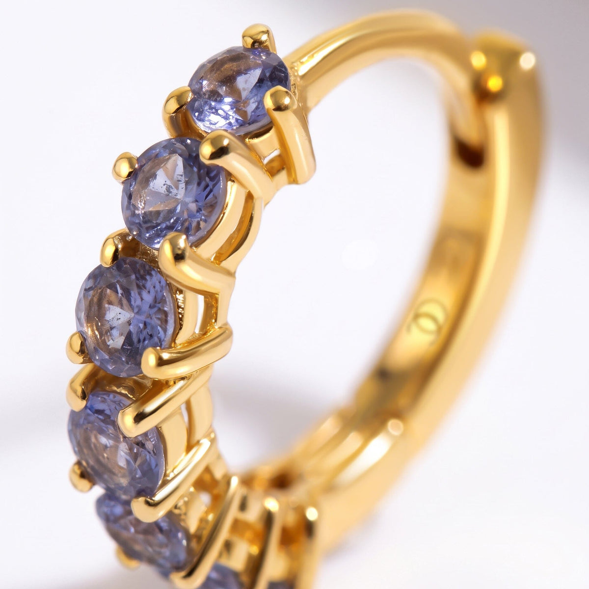 Iolite Earrings - Bonny Hoops - September Birthstone