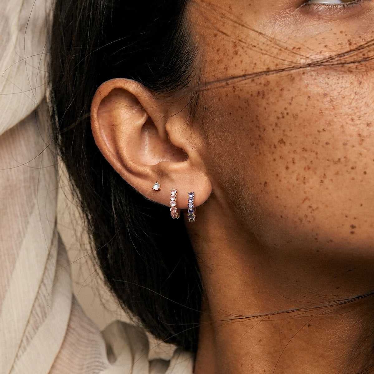 Iolite Earrings - Bonny Hoops - September Birthstone