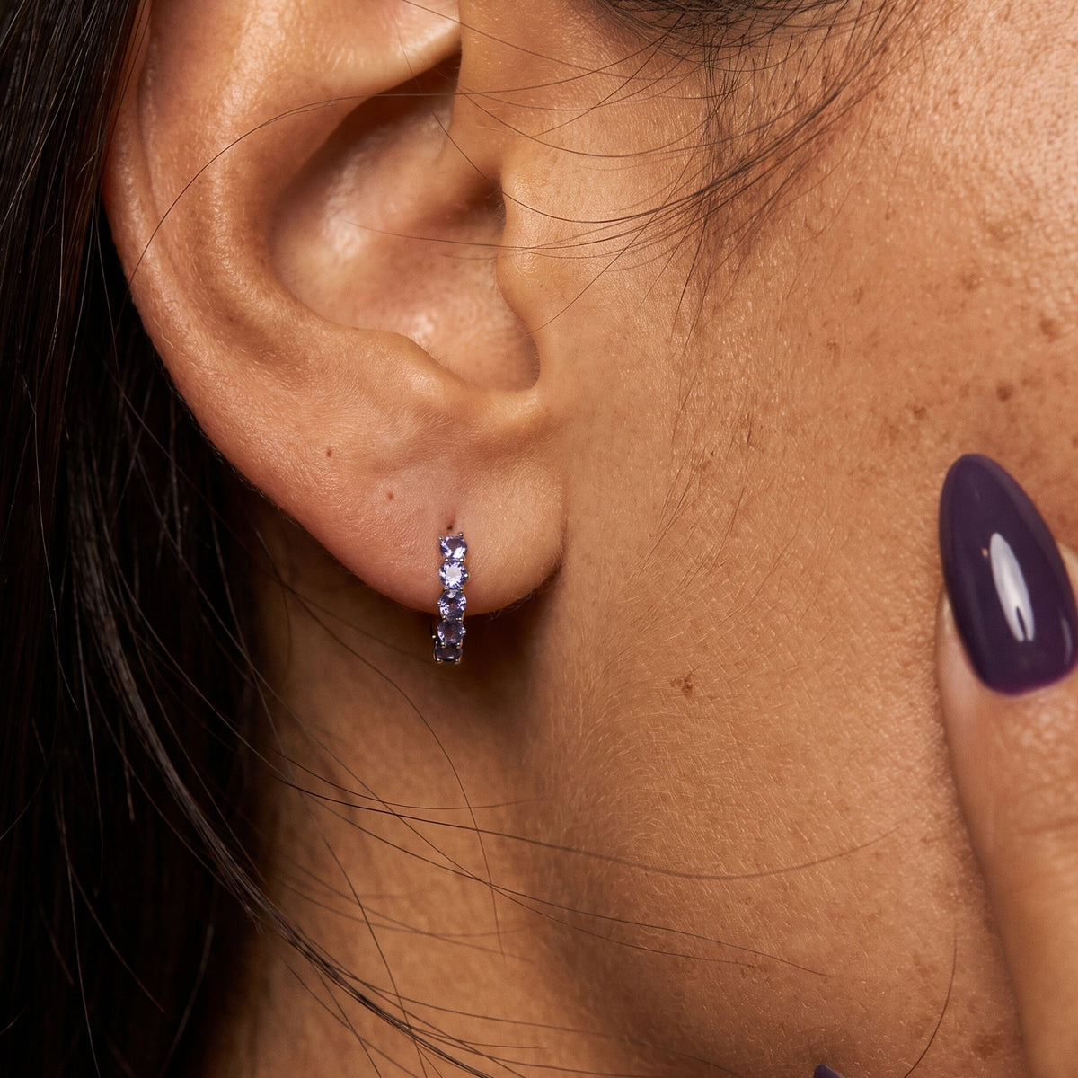 Iolite Earrings - Bonny Hoops - September Birthstone