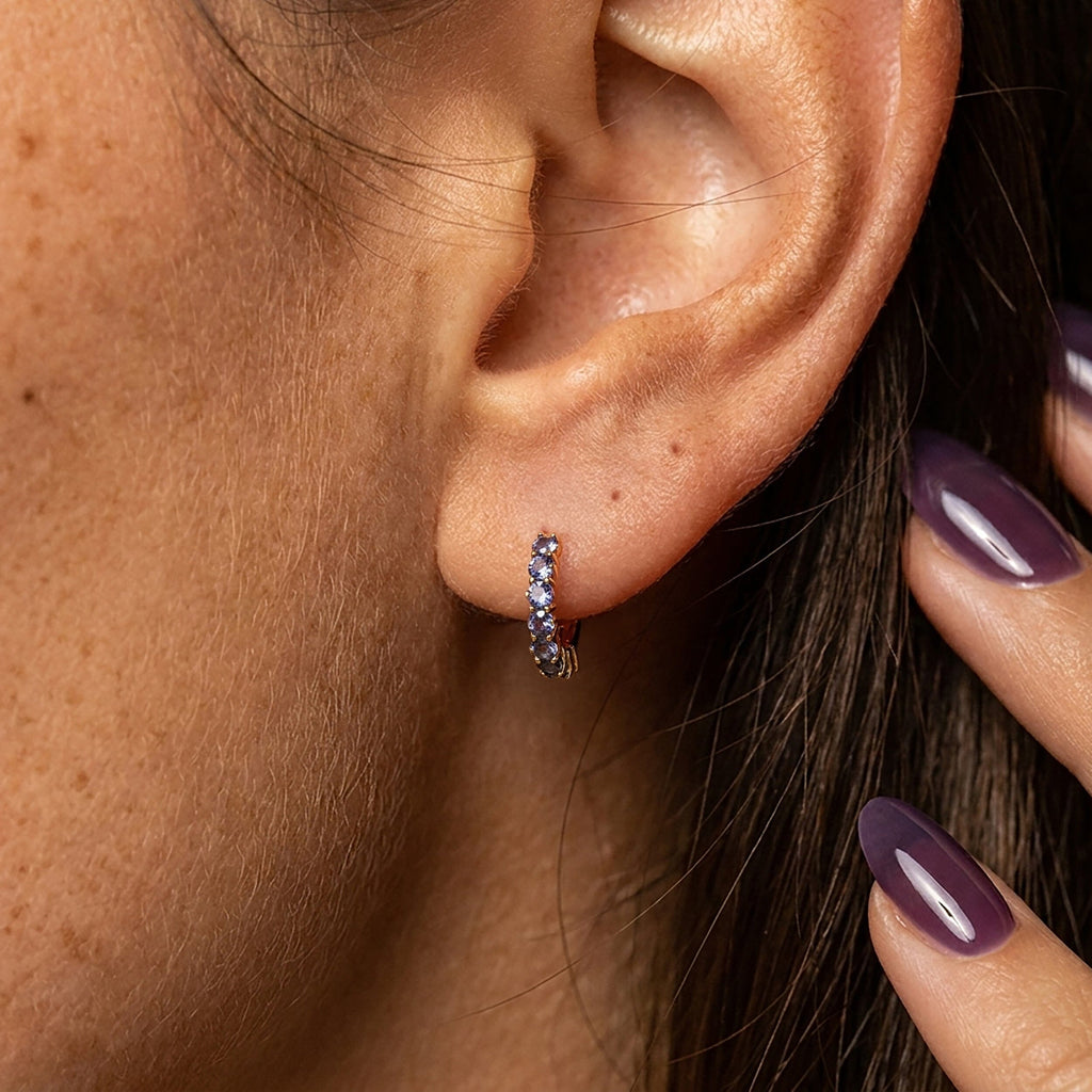 Iolite Earrings - Bonny Hoops - September Birthstone