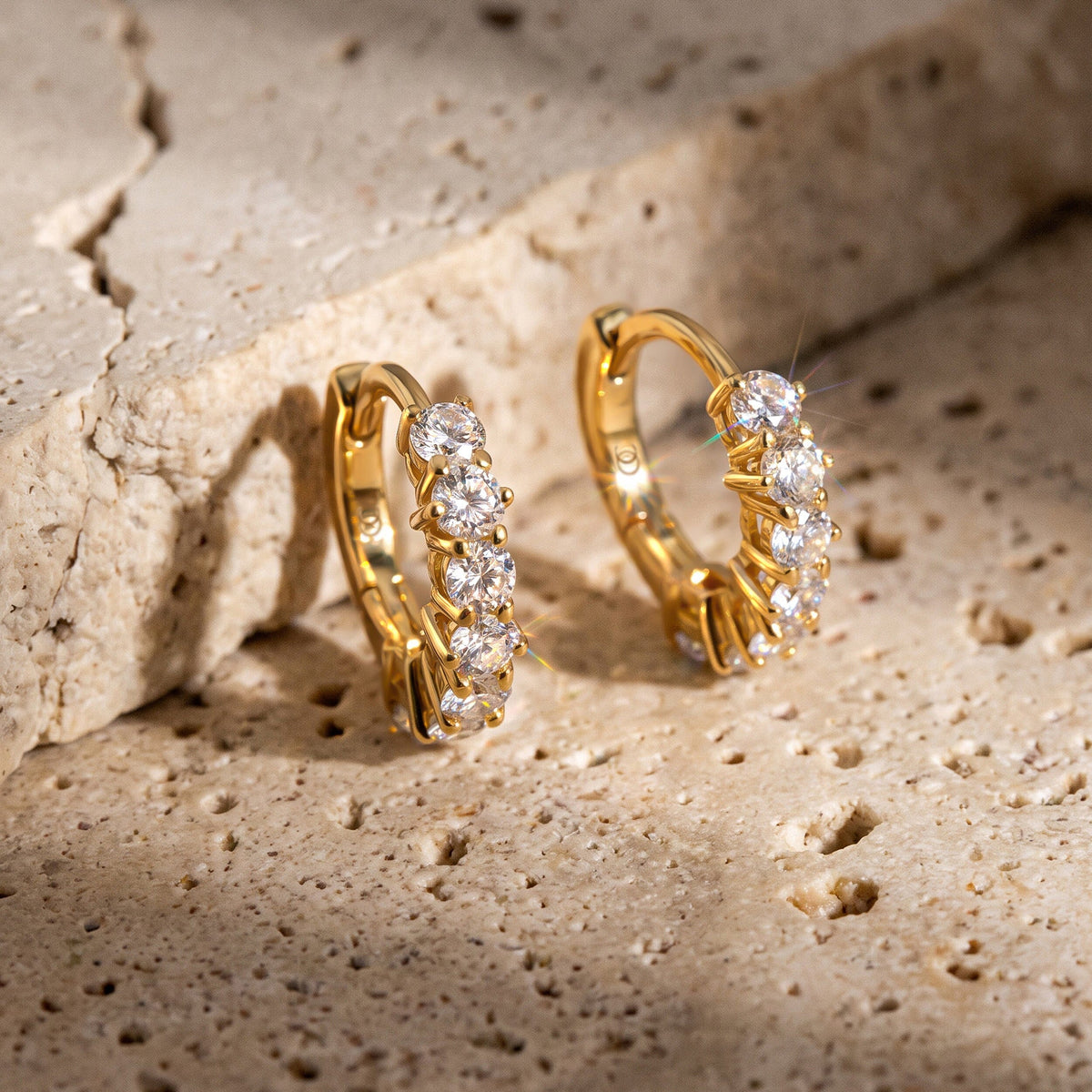 White Topaz Earrings - Bonny Hoops - April Birthstone