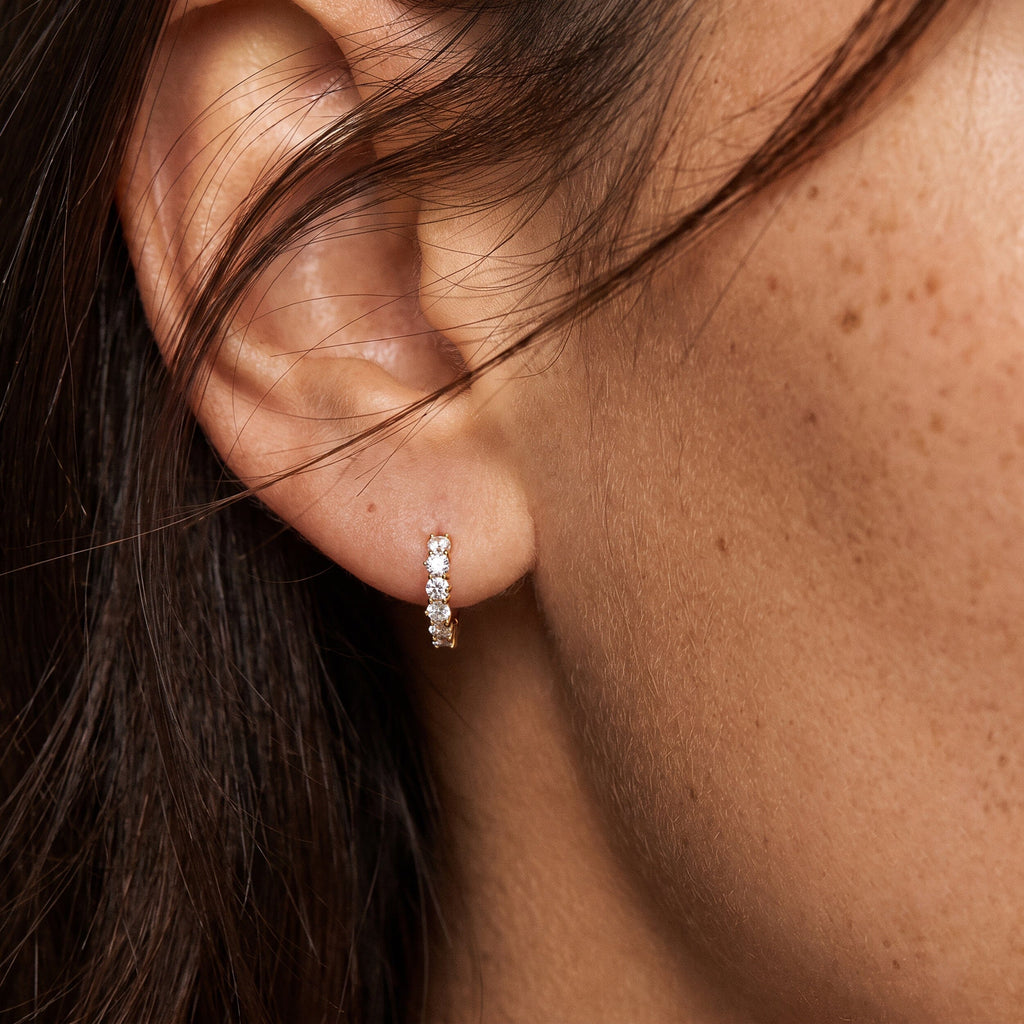 White Topaz Earrings - Bonny Hoops - April Birthstone
