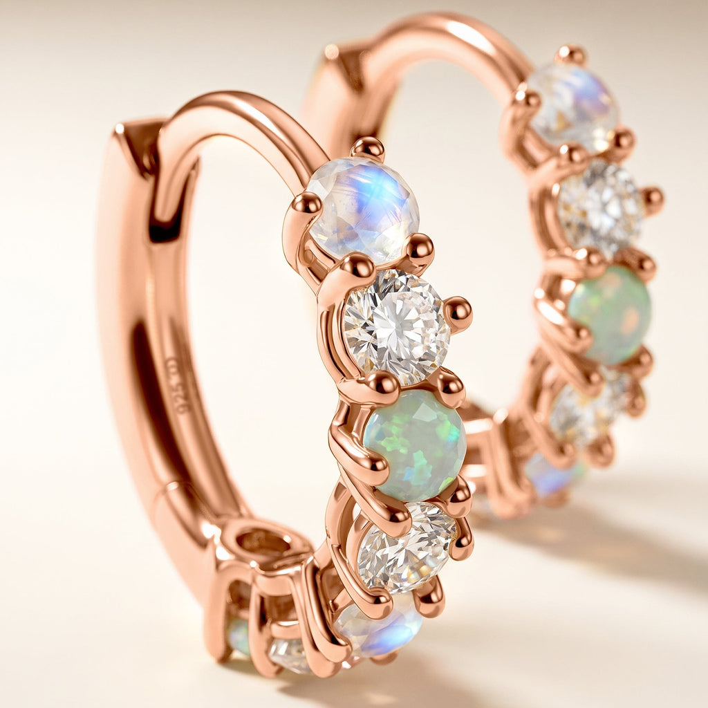 Moonstone Multigem Earrings - Bonny Hoops