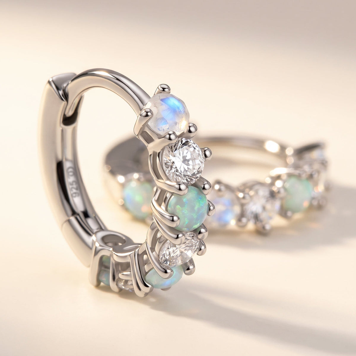 Moonstone Multigem Earrings - Bonny Hoops