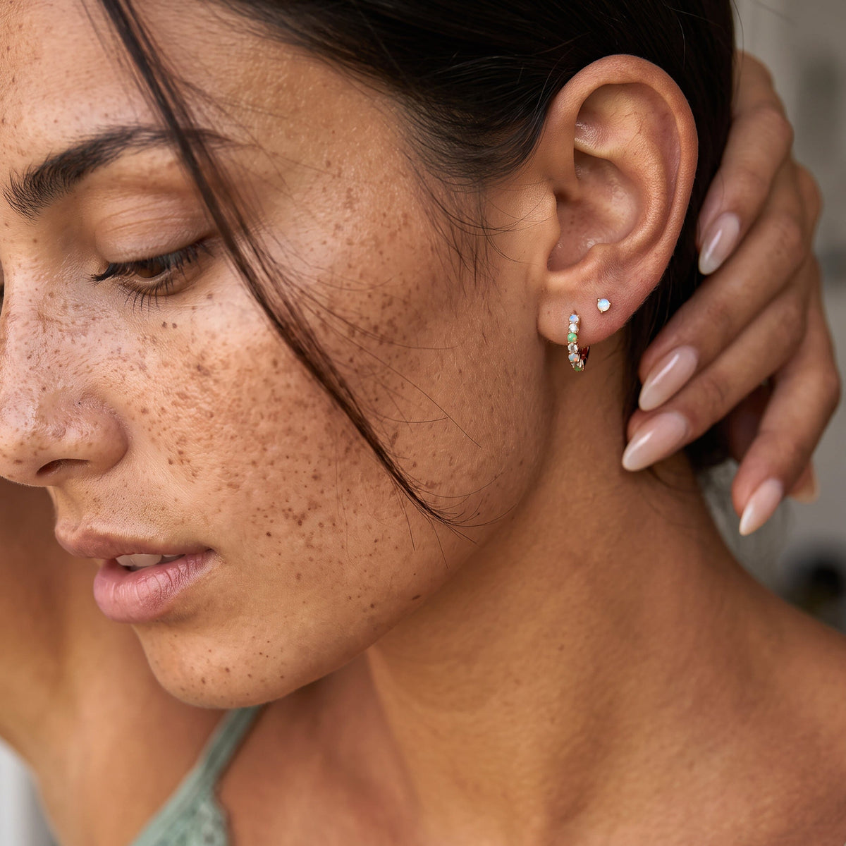 Moonstone Multigem Earrings - Bonny Hoops