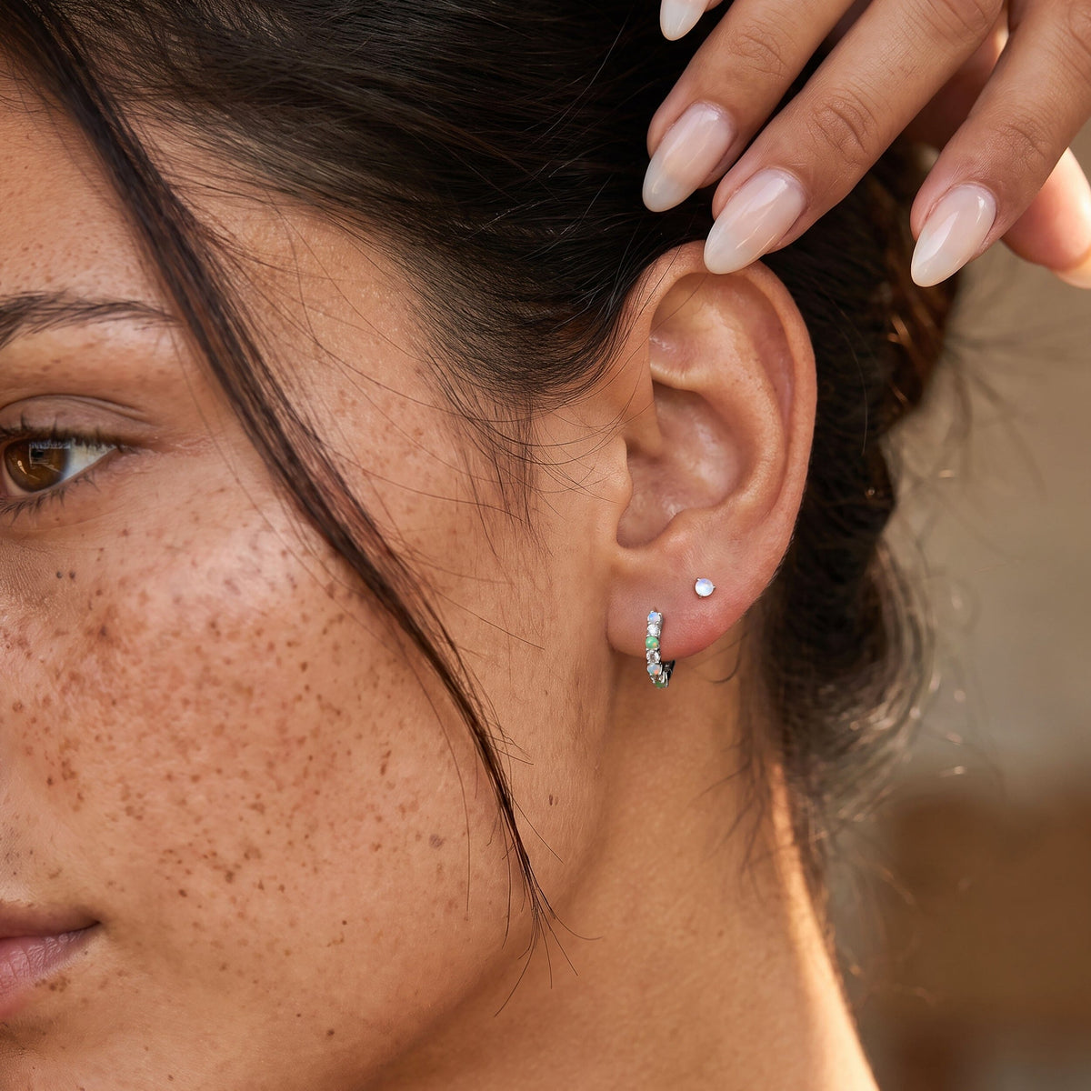 Moonstone Multigem Earrings - Bonny Hoops