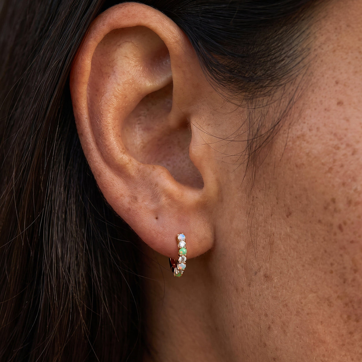Moonstone Multigem Earrings - Bonny Hoops