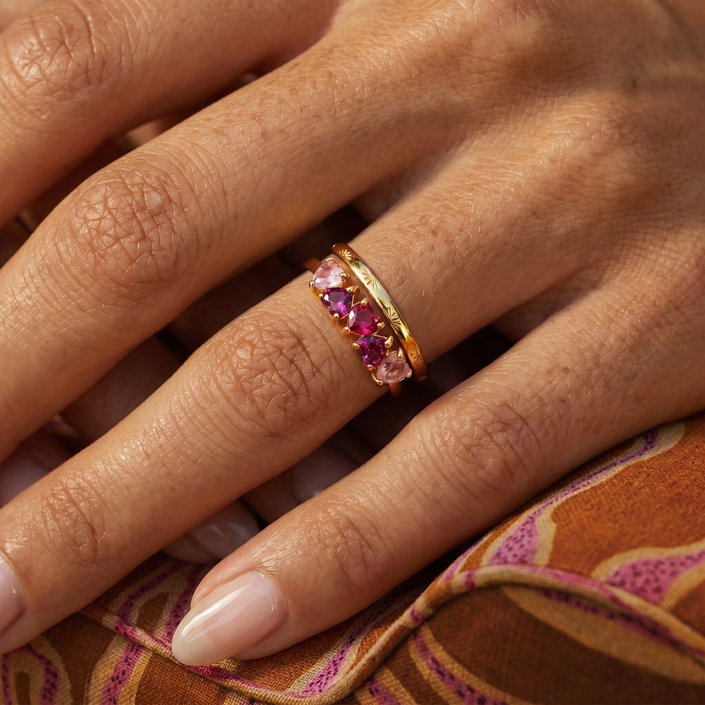 Rose Quartz Rhodolotite Garnet Crush & Starry Rings