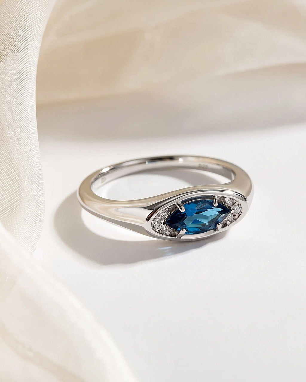 Blue Topaz Ring - Evil Eye
