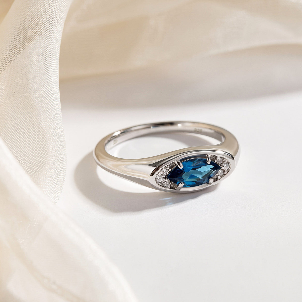 Blue Topaz Evil Eye & Infinite & Waves Rings
