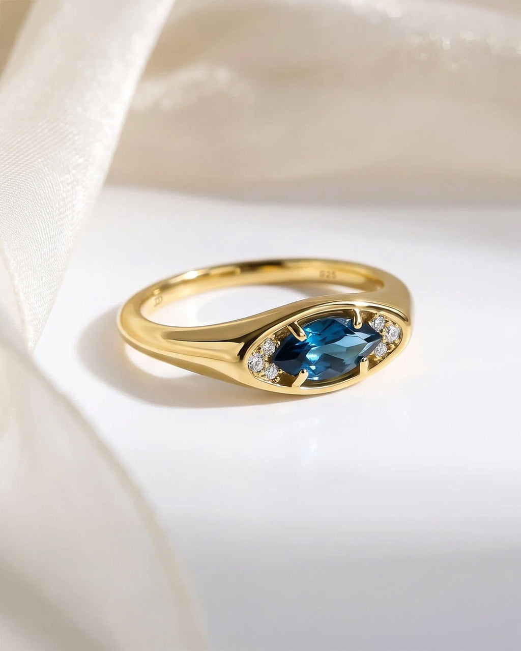 Blue Topaz Ring - Evil Eye