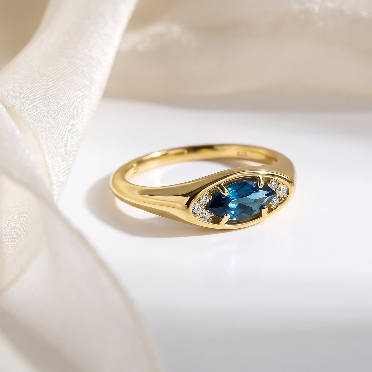 Blue Topaz Evil Eye & Infinite & Waves Rings