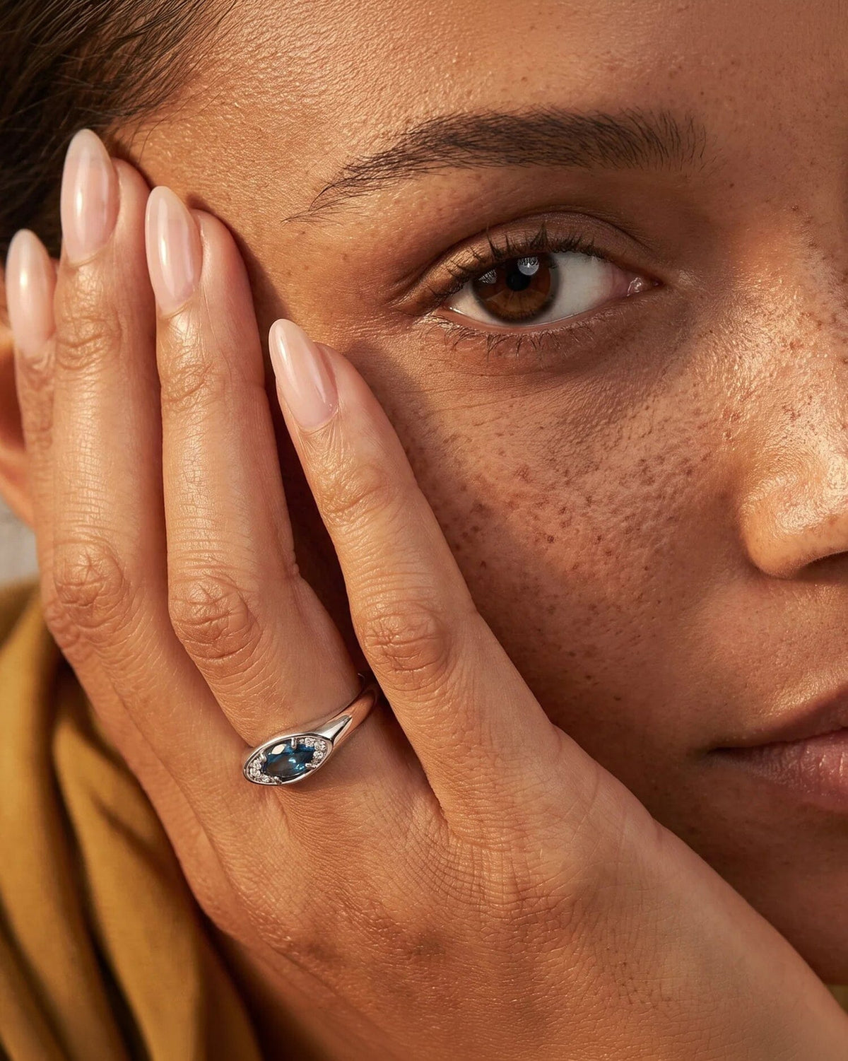 Blue Topaz Ring - Evil Eye