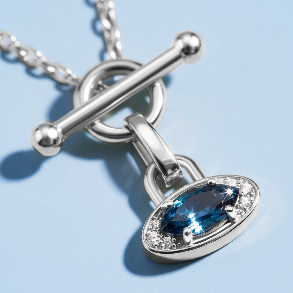 Blue Topaz Necklace - T-Lock Evil Eye