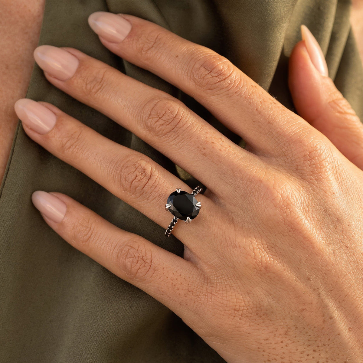 Black Obsidian Black Spinel Ring - Harlow