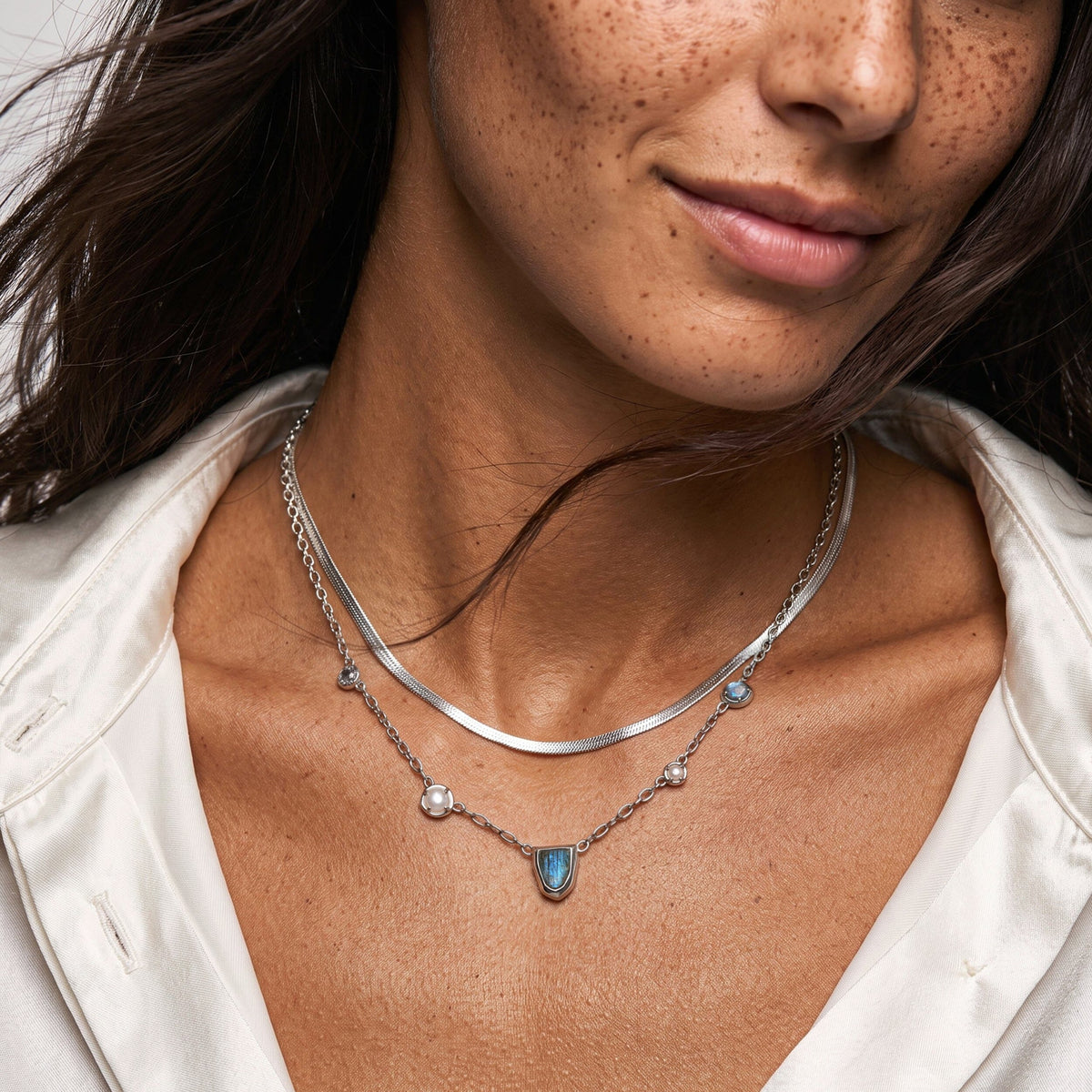 Labradorite Pearl Necklace - Heirloom