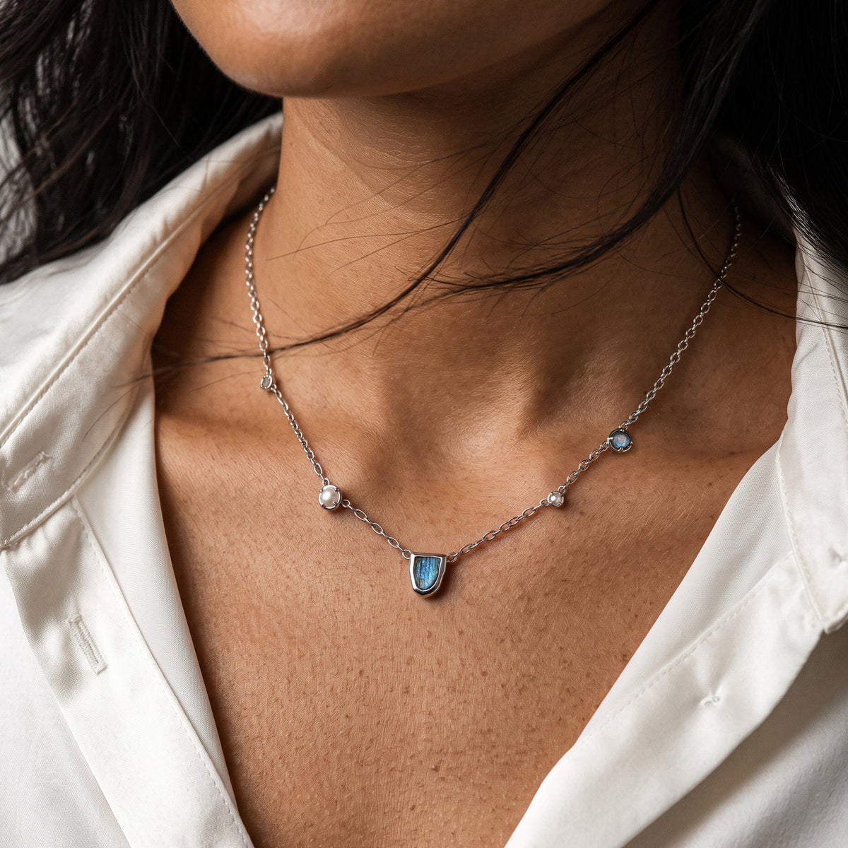 Labradorite Pearl Necklace - Heirloom