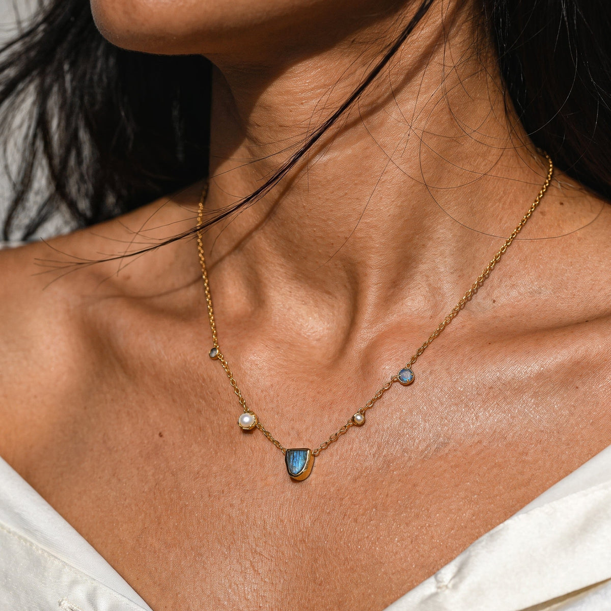 Labradorite Pearl Necklace - Heirloom