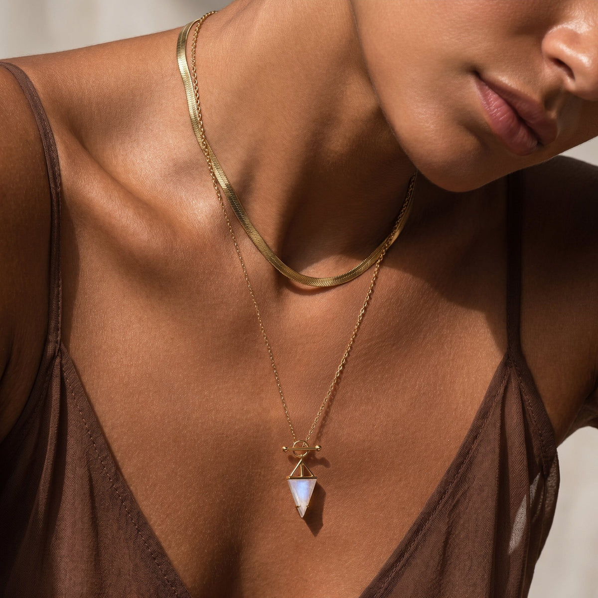 Moonstone Heroine & Herringbone Necklaces
