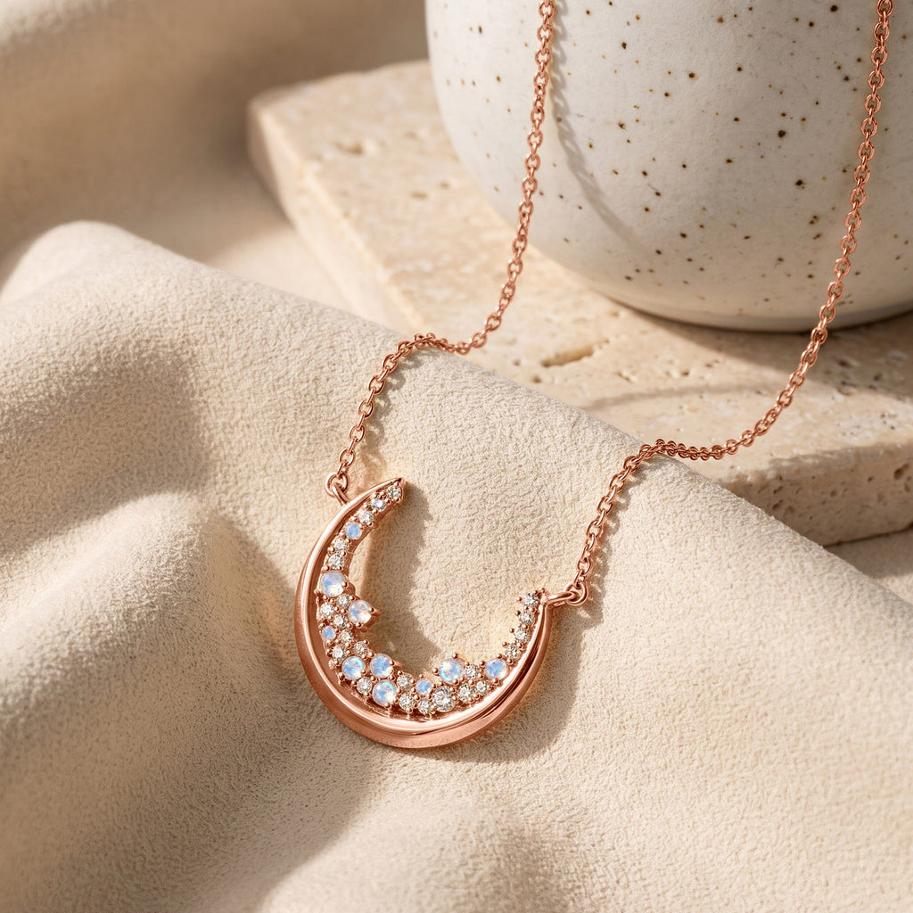 Moonstone White Zircon Necklace - Lush Luna