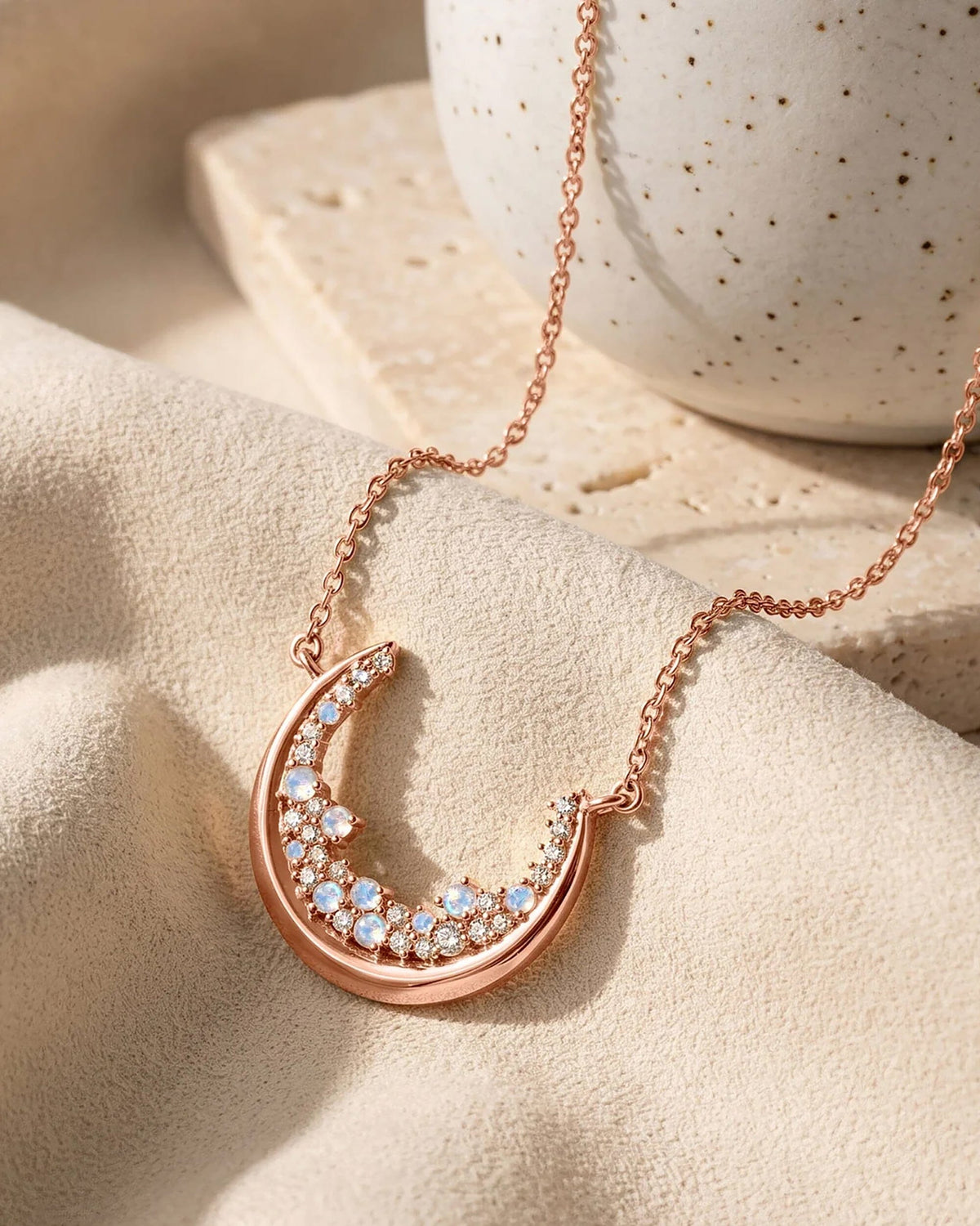 Moonstone White Zircon Necklace - Lush Luna