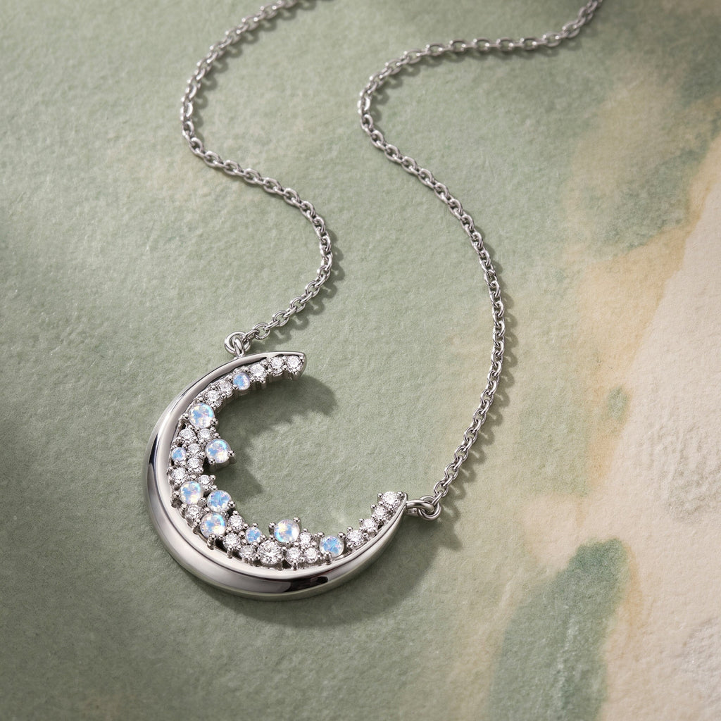 Moonstone White Zircon Necklace - Lush Luna