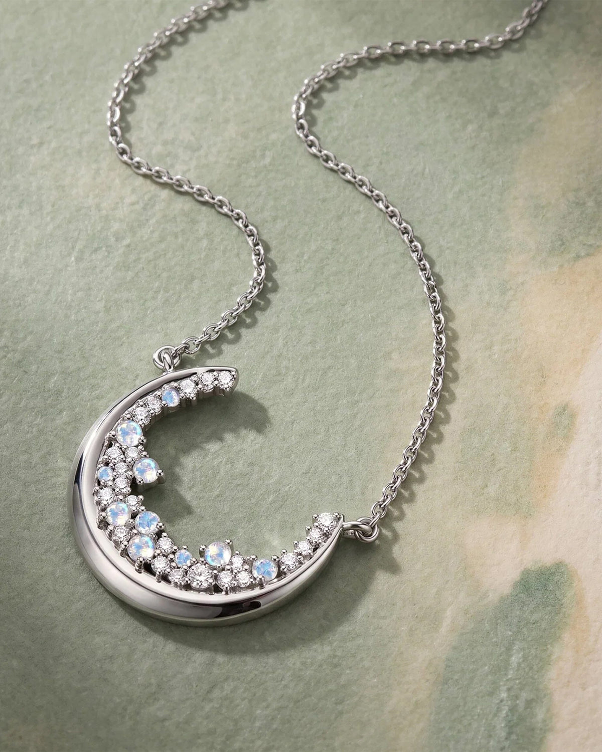 Moonstone White Zircon Necklace - Lush Luna