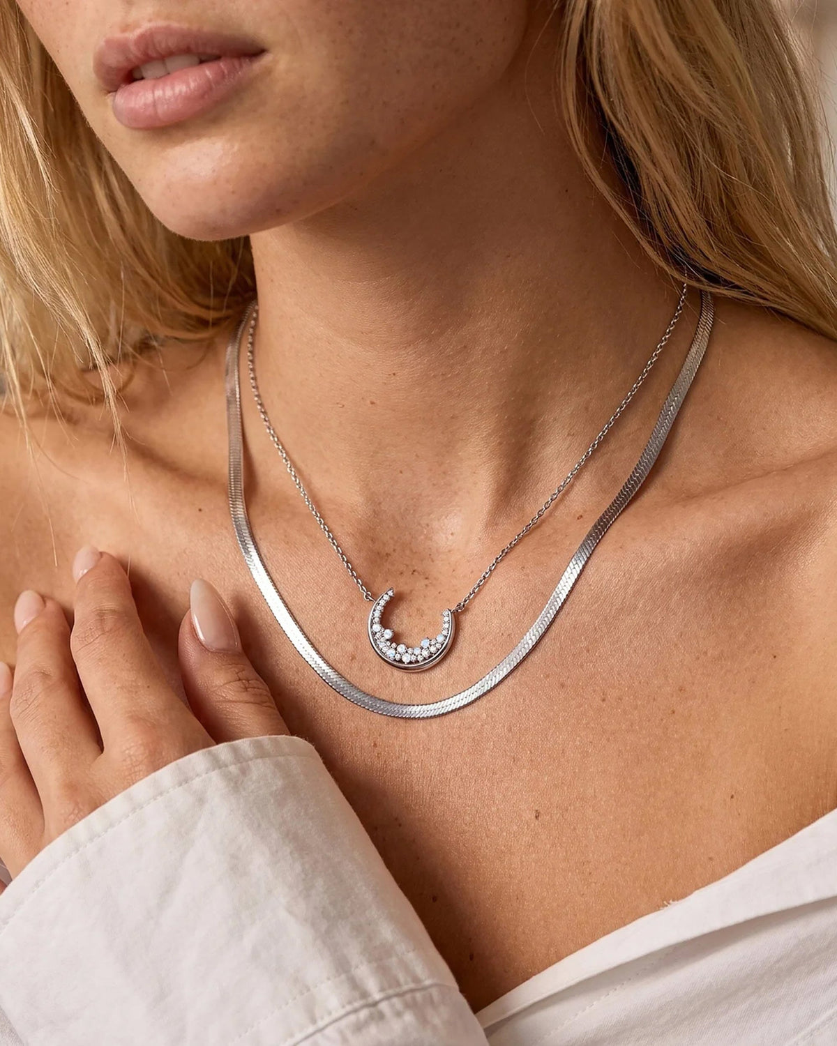 Moonstone White Zircon Necklace - Lush Luna
