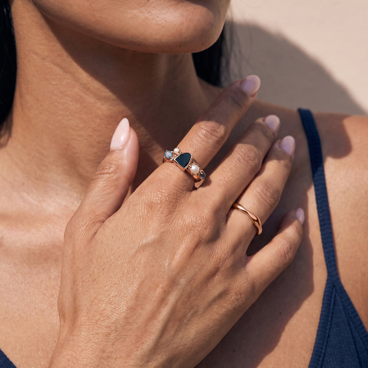 Black Obsidian Pearl Ring - Heirloom