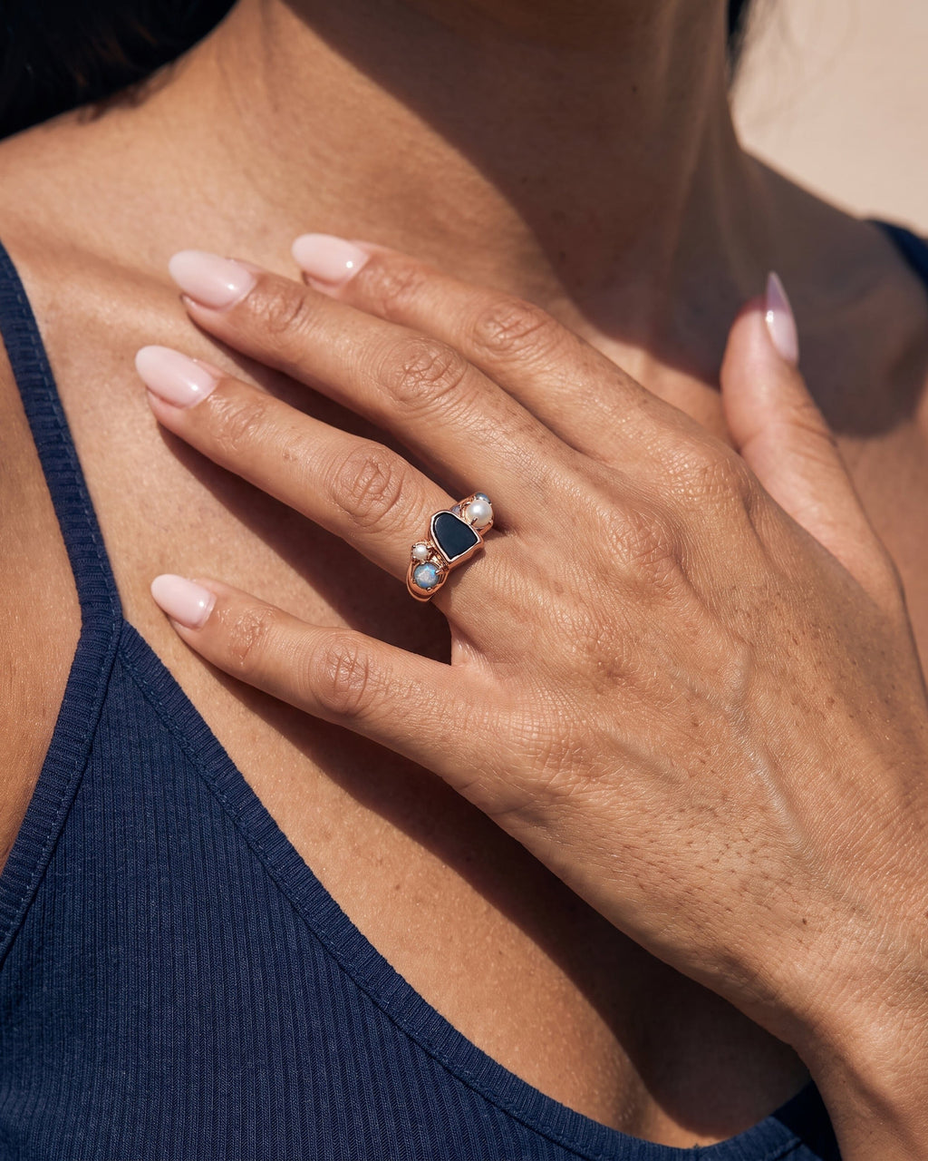 Black Obsidian Pearl Ring - Heirloom