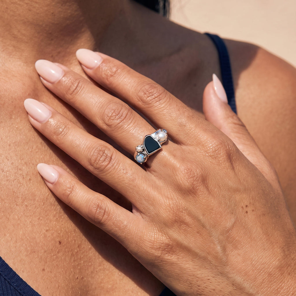 Black Obsidian Pearl Ring - Heirloom