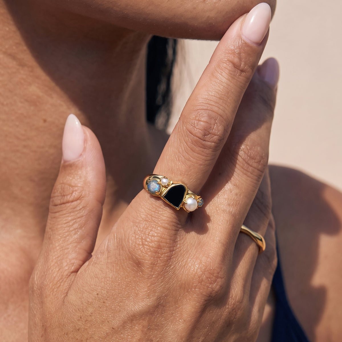 Black Obsidian Pearl Ring - Heirloom