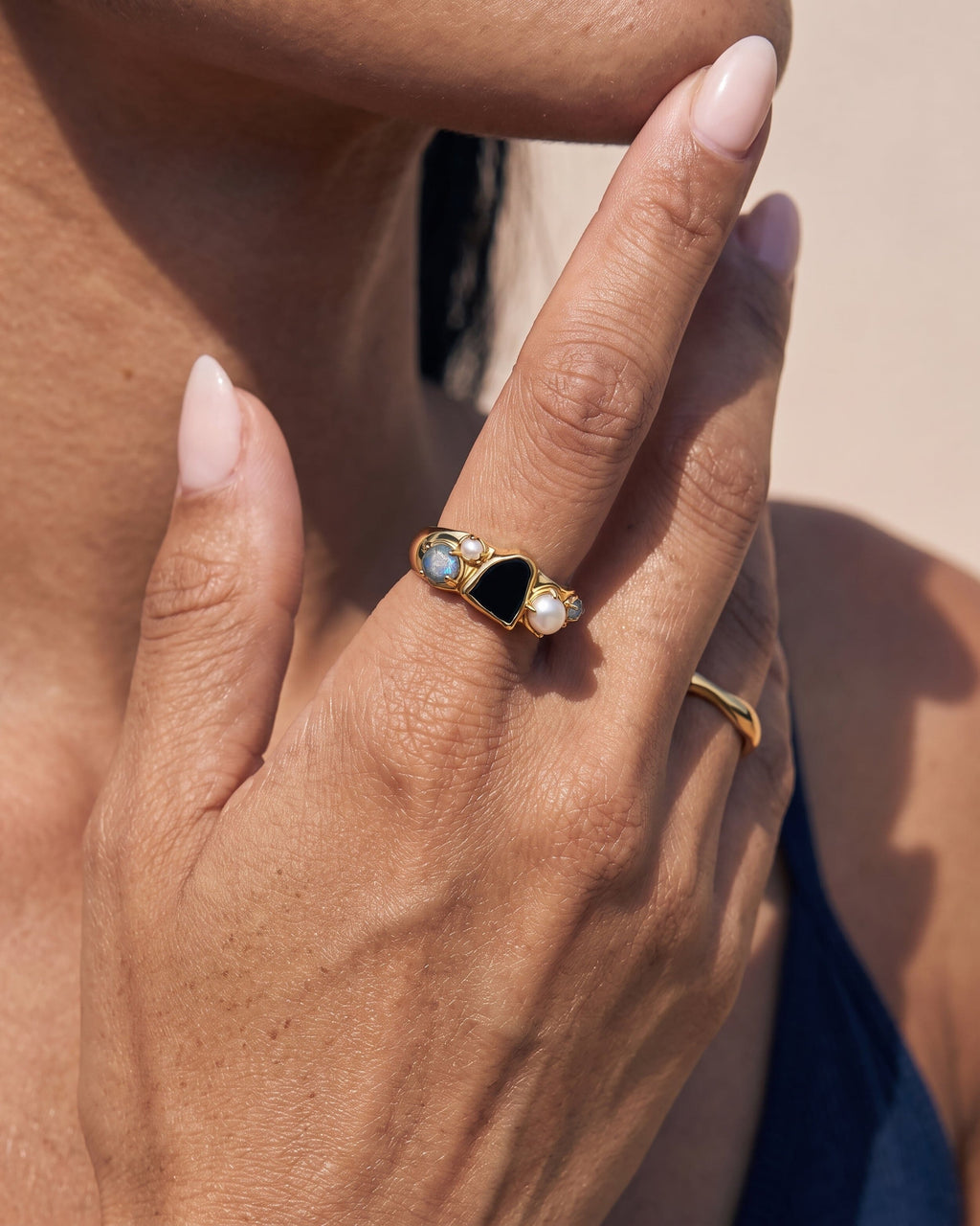 Black Obsidian Pearl Ring - Heirloom