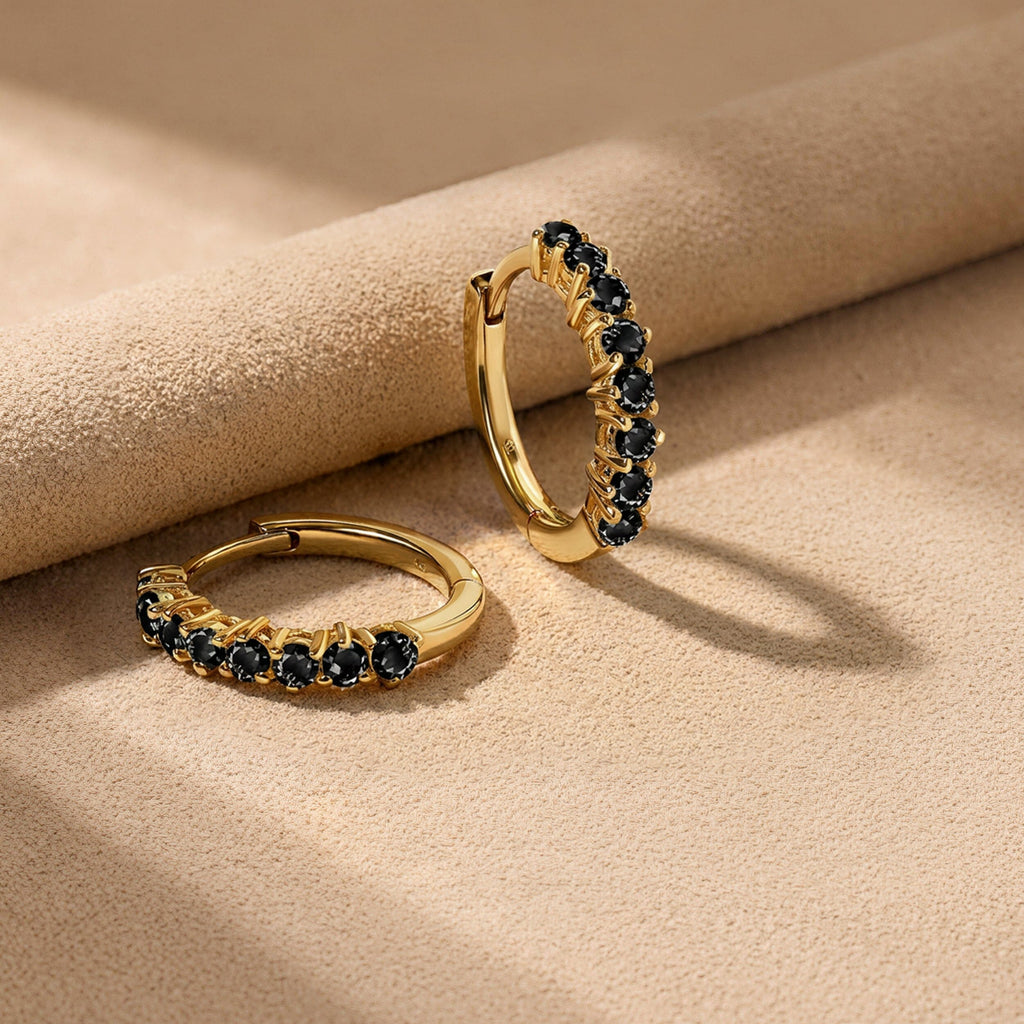 Black Onyx Earrings - Queen Bonny Hoops