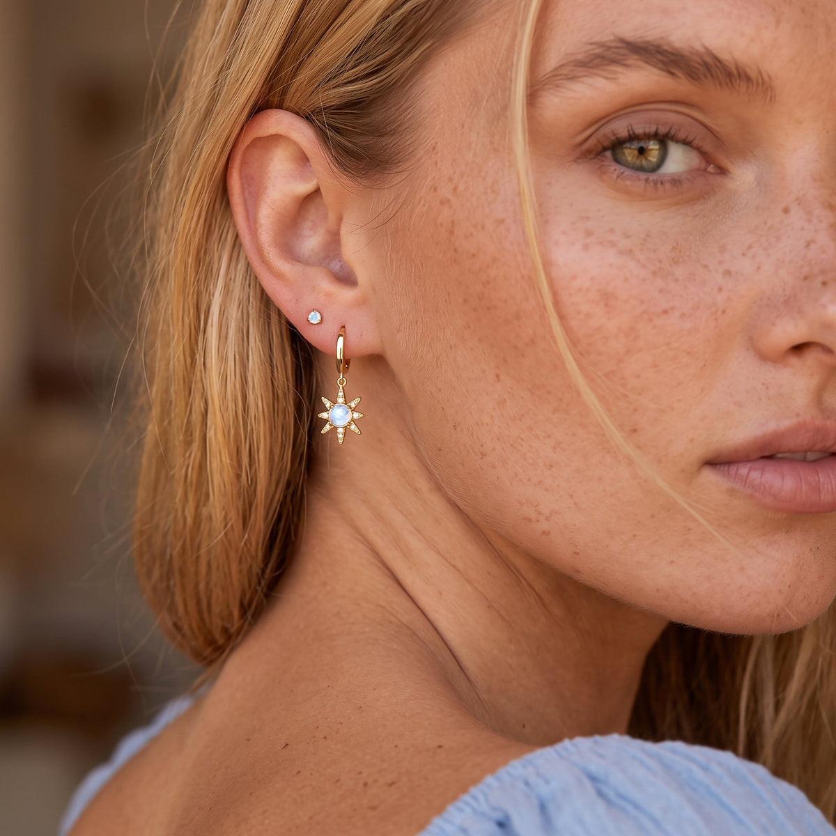 Moonstone Round Studs