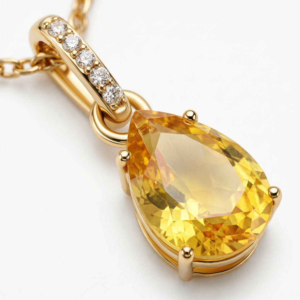 Fine Citrine Lab Diamond Necklace Sway - November Birthstone