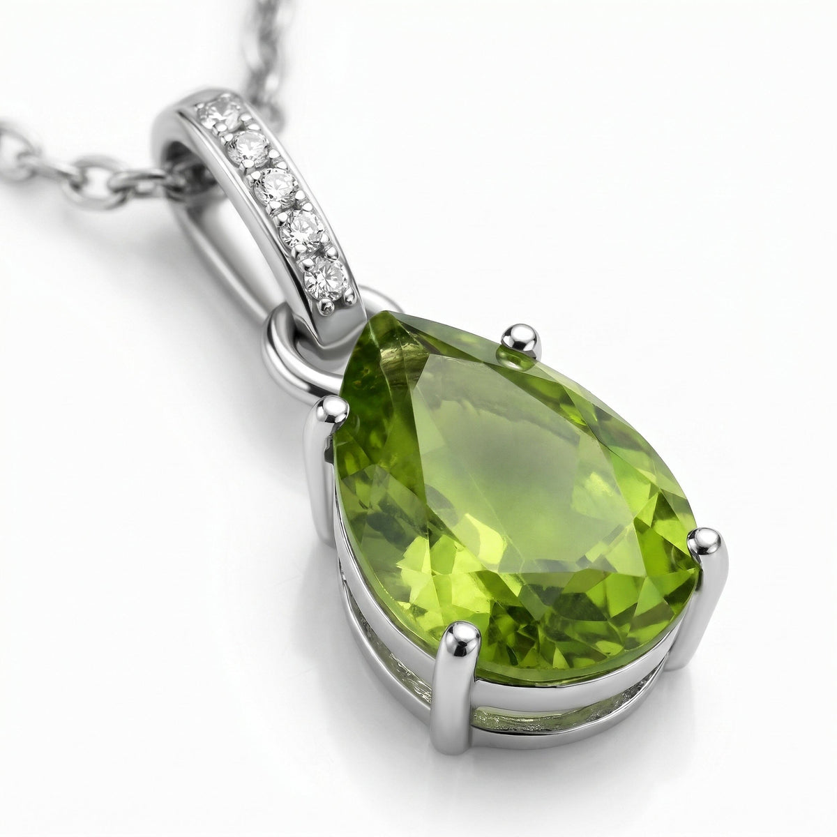 Fine Peridot Lab Diamond Necklace Sway - August Birthstone