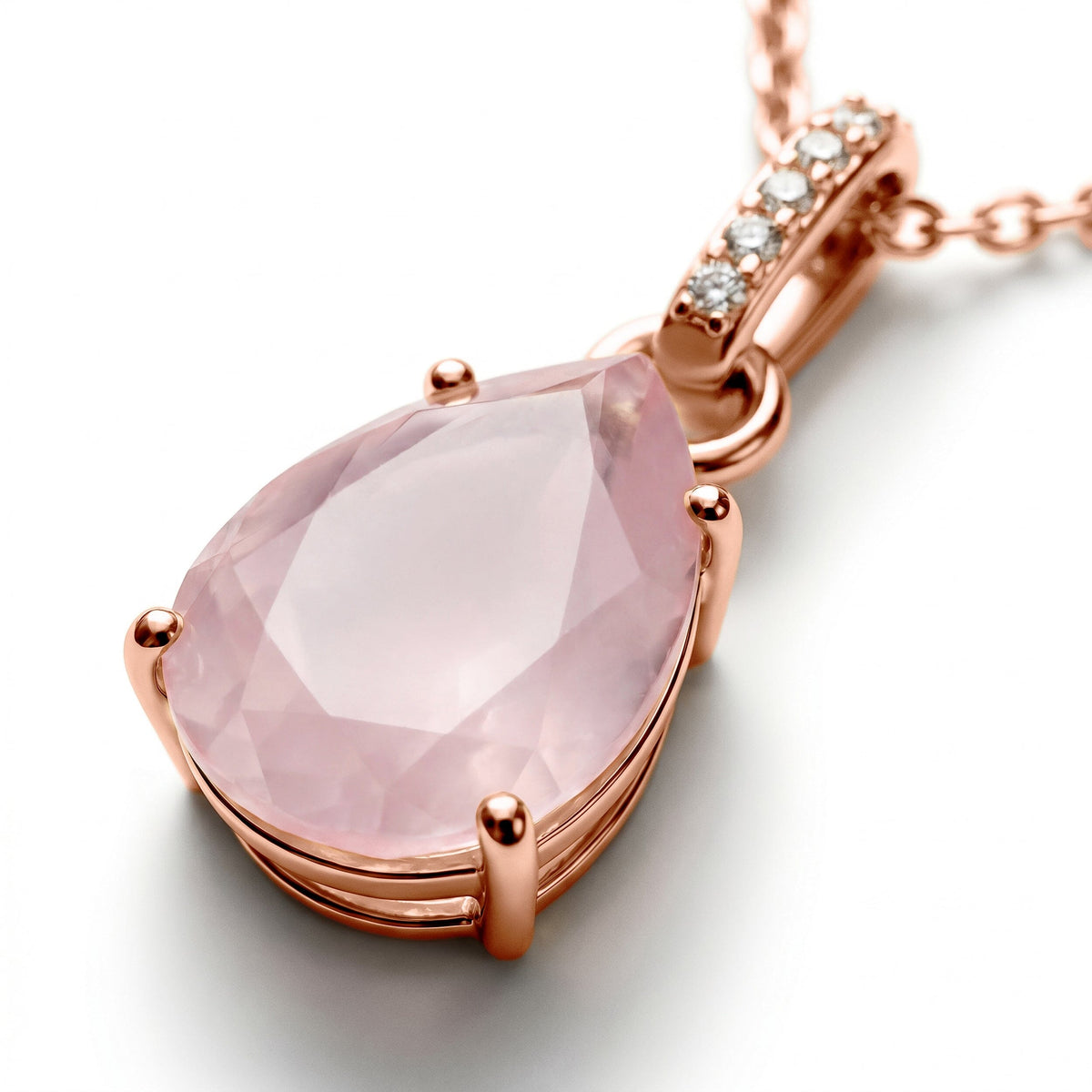 Fine Rose Quartz Lab Diamond Necklace - Sway