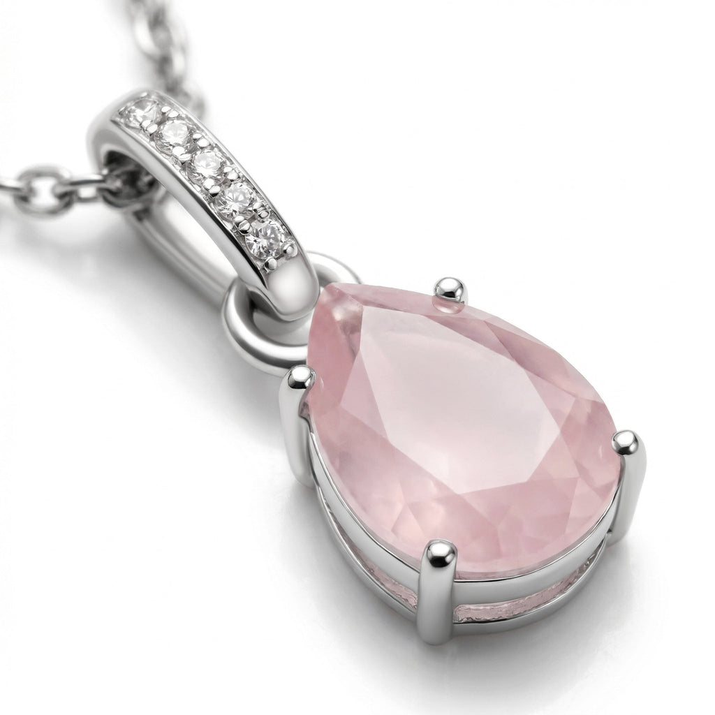 Fine Rose Quartz Lab Diamond Necklace - Sway