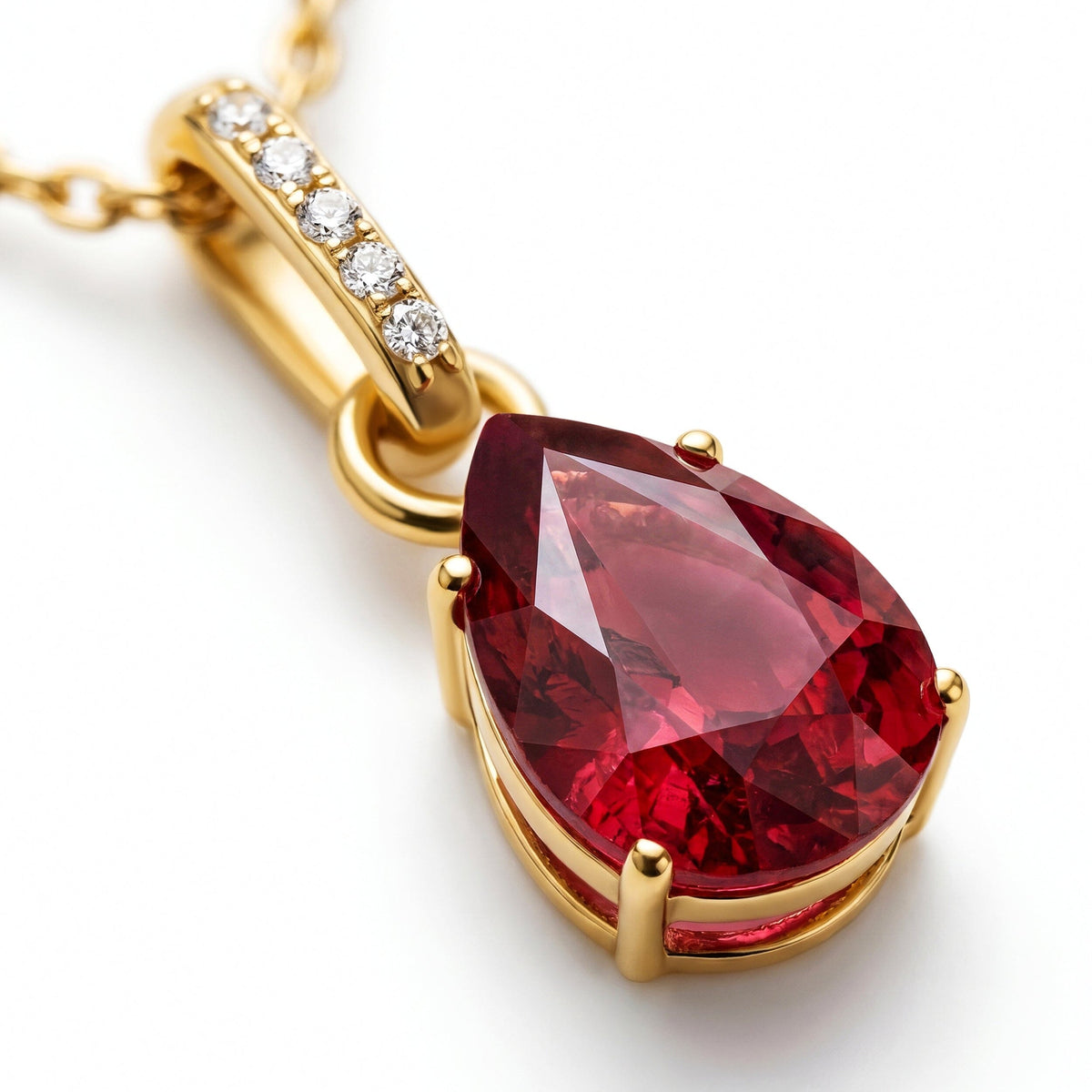 Fine Ruby Lab Diamond Necklace Sway - July Birthstone